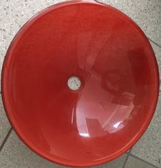 (0)Aufsatz-Waschbecken Glas rund Rot (Einzelstück) 