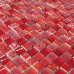Glas - Naturstein - Mosaik Rot 1.5 x 1.5cm 