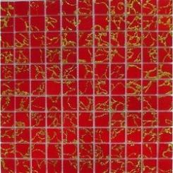 Glasmosaik Rot | Gold 2.5 x 2.5cm 