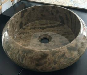 Aufsatz-Waschbecken braun rund Naturstein Marmor Poliert 