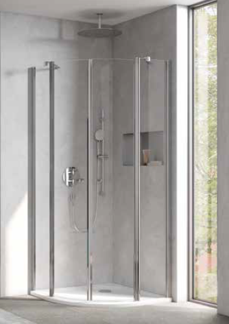 HSK Duschkabine EXKLUSIV 2.0 RUNDDUSCHE PENDELBAR 4-TEILIG Klar hell | 100 | Alu silber-matt