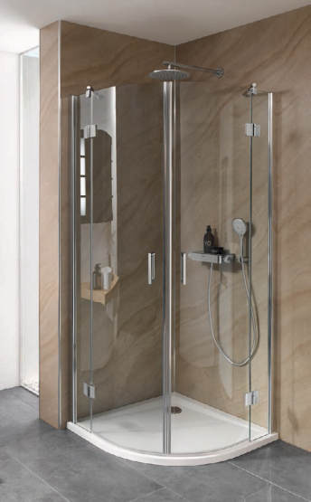 HSK Duschkabine Aperto RUNDDUSCHE pendelbar, 4-TEILIG Klar hell | 90x100 R | chrom-optik