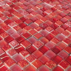 Glas - Naturstein - Mosaik Rot 1.5 x 1.5cm 