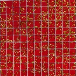Glasmosaik Rot | Gold 2.5 x 2.5cm 