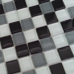 Glasmosaik Mix Schwarz | Weiß 2.3 x 2.3cm 