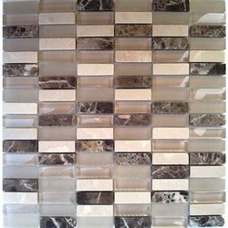 Glas - Naturstein - Mosaik Beige Mix 1.5 x 5cm 