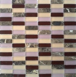 Glas - Naturstein - Mosaik Bordeaux Mix 1.5 x 5cm 