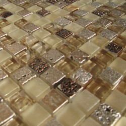 Glas - Naturstein - Mosaik Beige Mix 1.5 x 1.5cm 