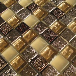 Glas - Naturstein - Mosaik Beige | Bronze 2 x 2cm 