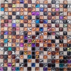 Glas - Naturstein - Mosaik Bunt Mix 1.5 x 1.5cm 