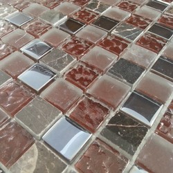 Glas - Naturstein - Mosaik Brown Mix 2.3 x 2.3cm 