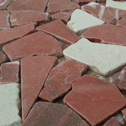 Natursteinmosaik Rosso Verona | Cream polygonal 