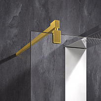 HSK Duschkabine WALK IN Pro Frontelement kompl. mit Wandanschlussprofil Gold-gebürstet, Echtglas klar hell 90x200cm
