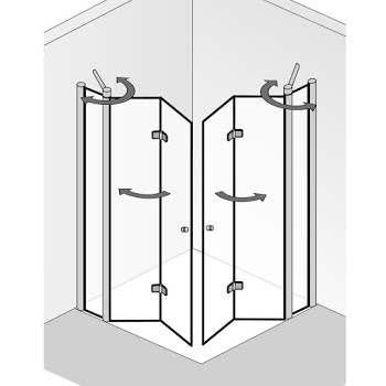 HSK Duschkabine EXKLUSIV ECKEINSTIEG MIT DREHFALTTÜR AN NEBENTEIL Klar hell | 100 x 100 cm | Alu silber-matt