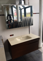 Mobiltesino italienisches Badinterieur 105cm - Waschtisch + Unterschrank + Spiegelschrank mit LED Beleuchtung 