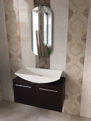 Idea italienisches Badinterieur 90cm - Waschtisch + Unterschrank + Spiegel mit Beleuchtung 