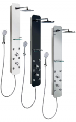 Aktion! HSK Duschpaneel SOFTCUBE Korpus Edelstahl, Front Edelglass weiß/schwarz/Spiegel 